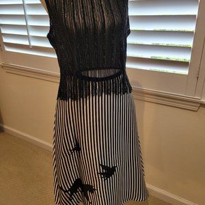 Amazing Beaded Black Top and Satin Skirt